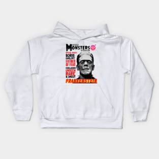 Vintage pulp horror magazine, Boris Karloff Frankenstein Kids Hoodie